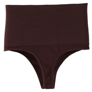 String Gainant Sans Couture - Taille Haute Marron