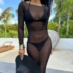 robe de plage col bardot transparente