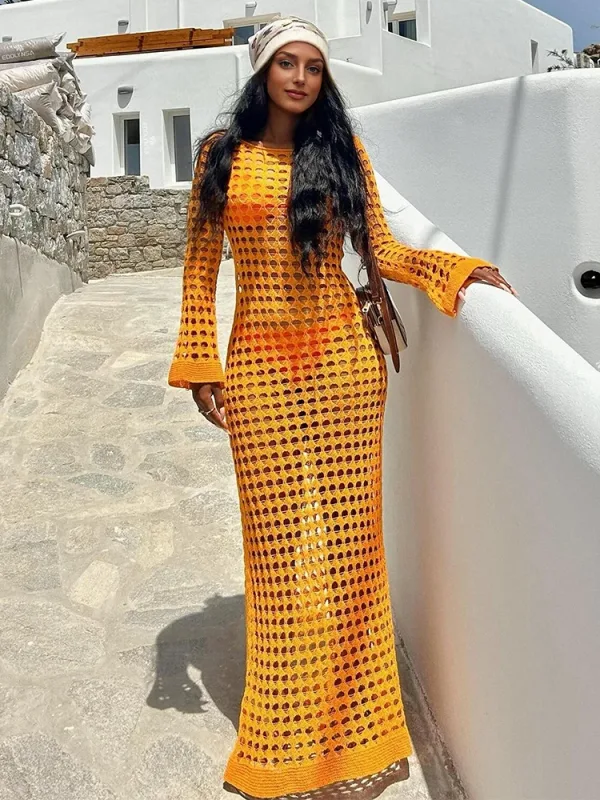 robe plage longue femme tricotée