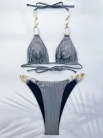 bikini scintillant avec chaînes pour femme