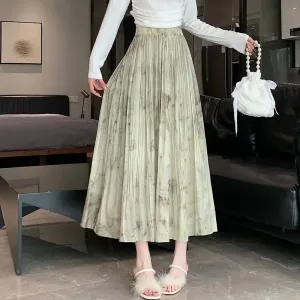 Jupe Longue Femme Plissée Chiffon Taille Haute