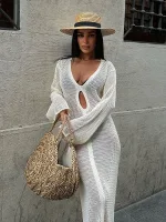 robe de plage sexy à manches longues