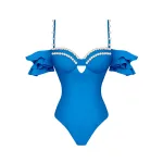 maillot bain une pièce perlé à volant